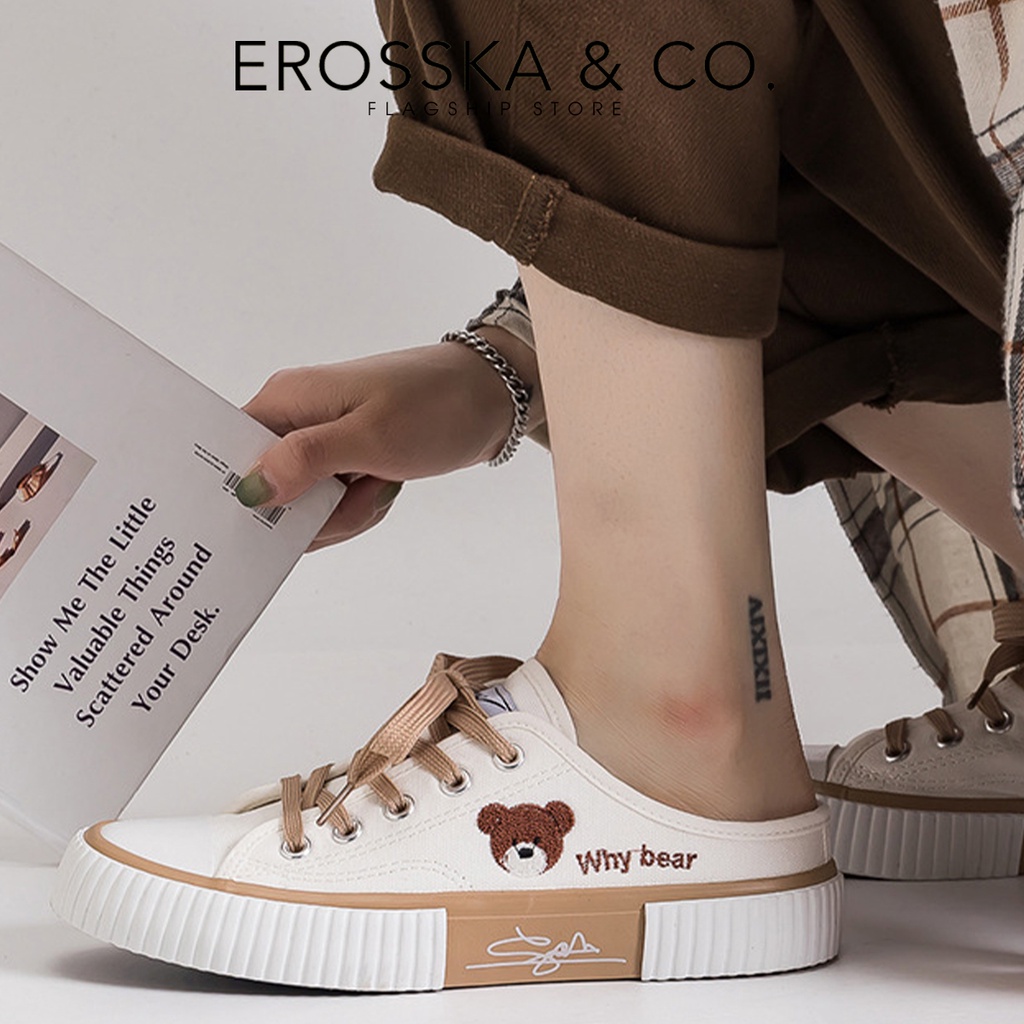 Erosska - Giày sục thể thao đi học phong cách cá tính năng động màu đen - GS006