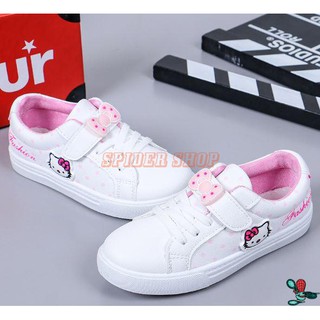Giày bé gái Hello Kitty trắng xinh xắn kiểu quai dán dễ đi GB10