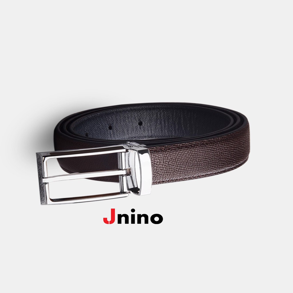 [DA THẬT] thắt lưng nam da epsom dây hai màu, đầu hai chiều Jnino (khắc theo yêu cầu)
