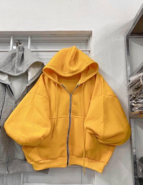 Áo khoác nỉ trơn form rộng tay lồng đèn, toàn bộ là ảnh thật