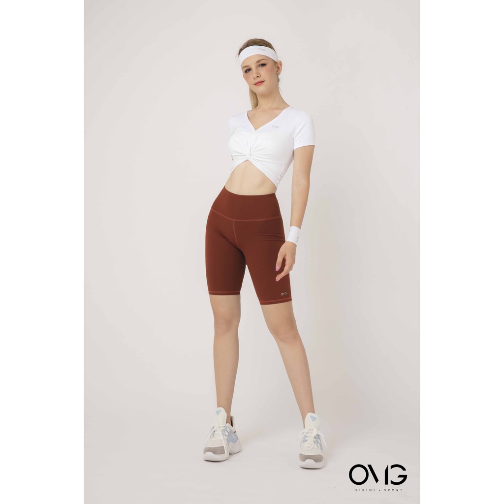 Quần tập Gym, Yoga Nữ OMG Sport kiểu lửng trơn - màu Nâu - BG071_BR