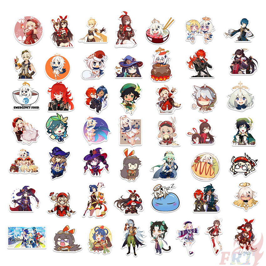 Set 100 nhãn dán Genshin Impact để trang trí vali/ máy tính xách tay/ ván trượt