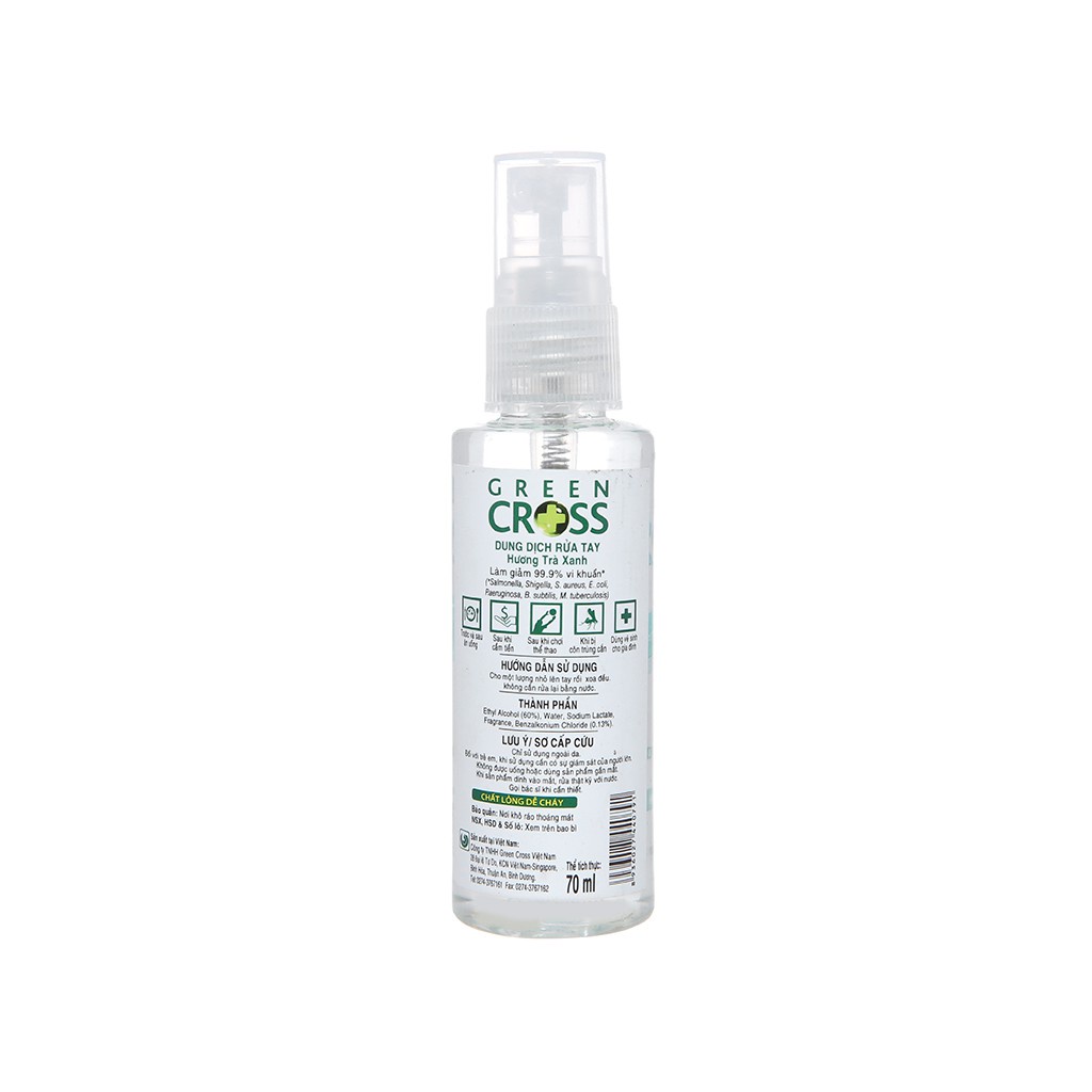 Dung Dịch Rửa Tay Hương Trà Xanh GREEN CROSS 70ml