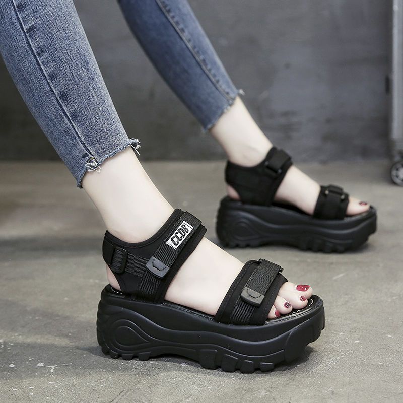 Giày Sandal Thể Thao Đế Xuồng Dày Phong Cách Hàn Quốc Thời Trang Mùa Hè Mới 2022 Cho Nữ