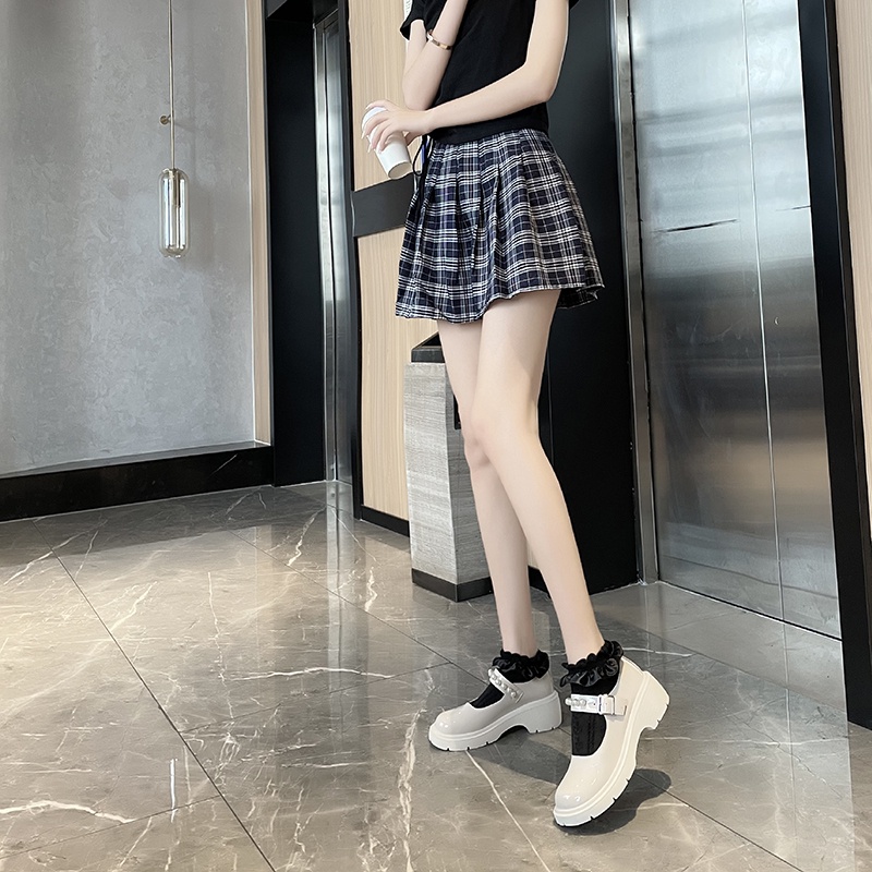 Giày Ulzzang Nữ Mary Jane Dây Cài 5cm Phong Cách Hàn Quốc