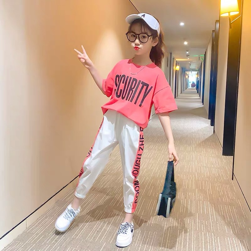 Bộ Đồ Thể Thao Tay Ngắn Phong Cách Phương Tây Thời Trang Mùa Hè Dành Cho Bé Gái 13 Tuổi