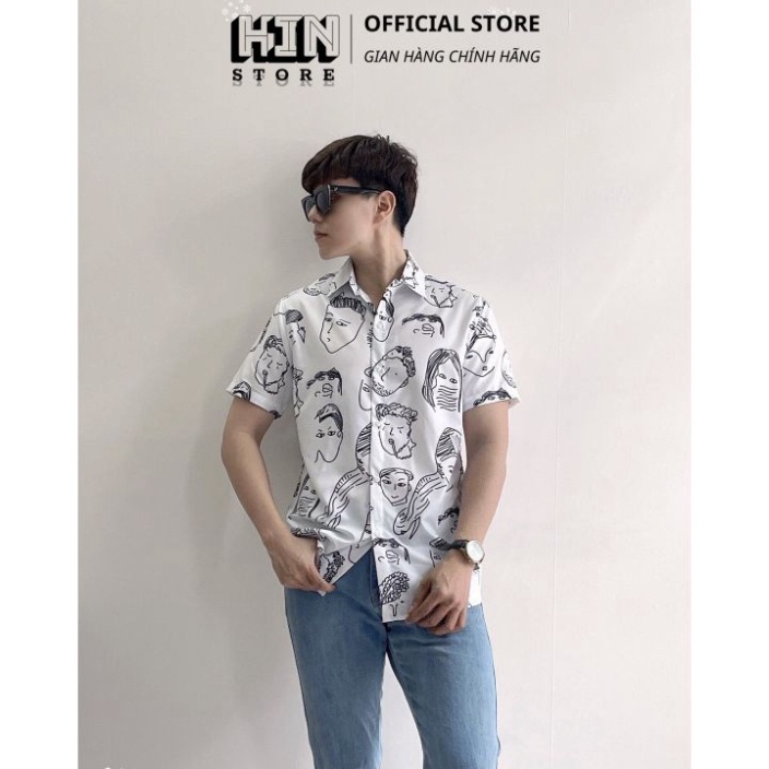 Sơ Mi Nam Nữ Họa Tiết Đẹp, Áo Sơ Mi Cộc Tay Đủ sze mẫu mới nhất, HIN HTR04 01