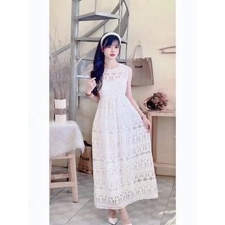 Đầm maxi ren dày dặn