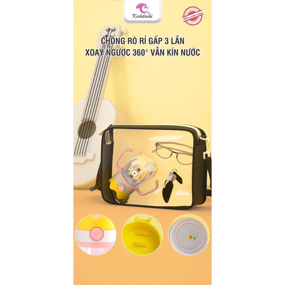 Bình nước trẻ em, bình tập uống Kichilachi nhựa PP 240ml hình vương miện-ShopMeKhoai
