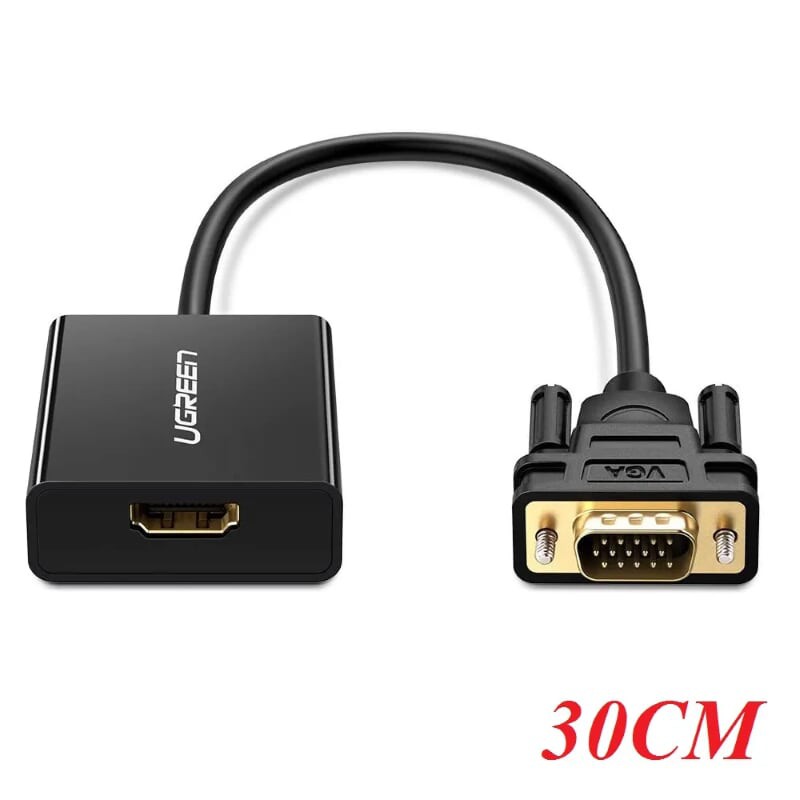 Cáp chuyển HDMI ra VGA +Audio Ugreen 20694(HDMI Female to VGA Male)Chính Hãng Màu Đen