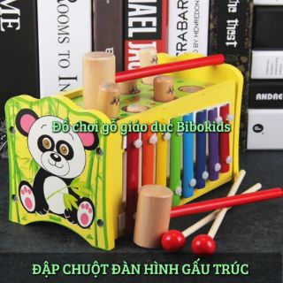 [Mã TOYFSS7 hoàn 20K xu đơn 50K] Đàn kết hợp đập chuột hình gấu trúc đồ chơi gỗ nhạc cụ