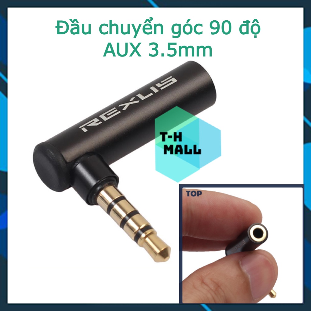 Đầu nối âm thanh giắc cắm AUX 3.5mm chuyển đổi góc 90 độ chân mạ đồng