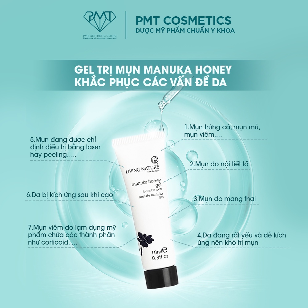 Gel làm giảm dầu mụn cho da dầu Living Nature Manuka Honey Gel