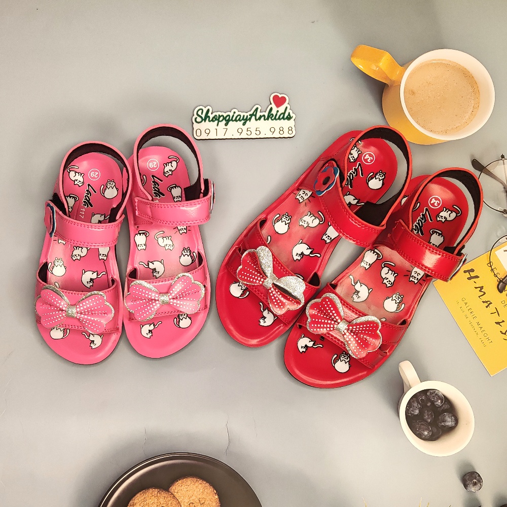 Giày sandal cho bé gái da pu hàng đẹp giá rẻ nơ xinh