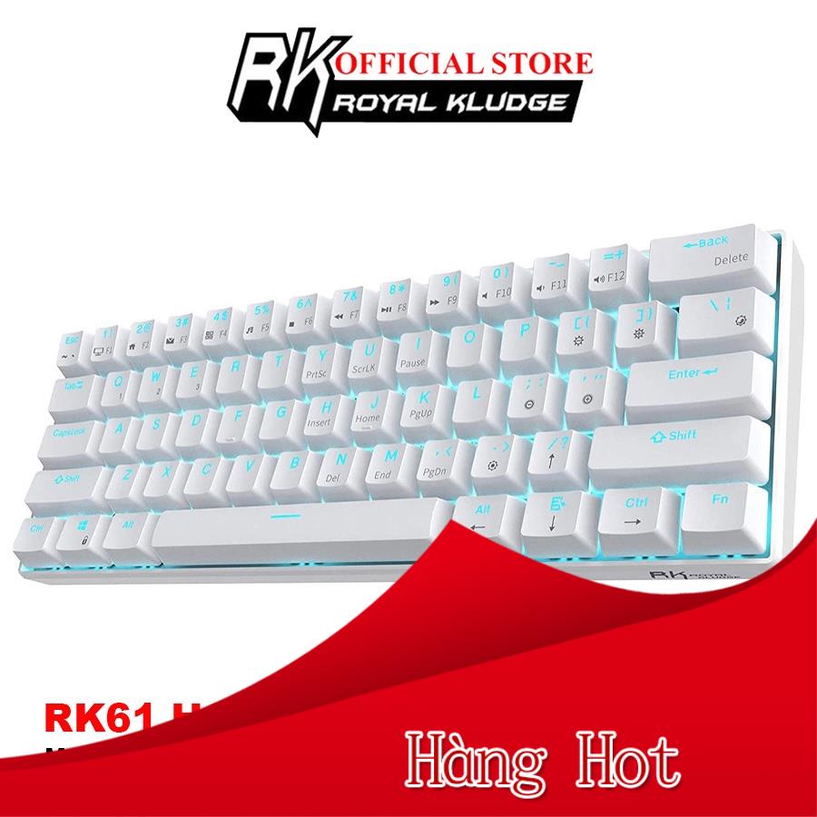 NEW 2021 - Bàn phím cơ mini không dây Royal Kludge RK61 Led đơn kết nối 3 chế độ Dây, Bluetooth 5.1 và Wireless 2.4G