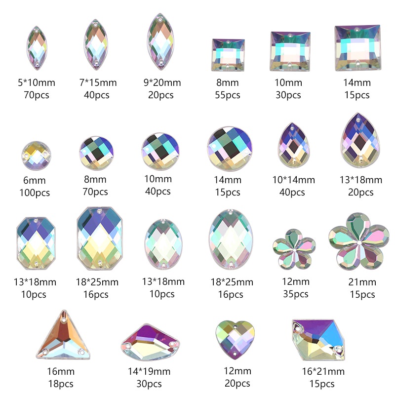 Qiao Bộ Phụ Kiện May Vá Đính Đá Pha Lê Kim Cương Giả Lấp Lánh Trang Trí May Vá Trang Phục May Vá