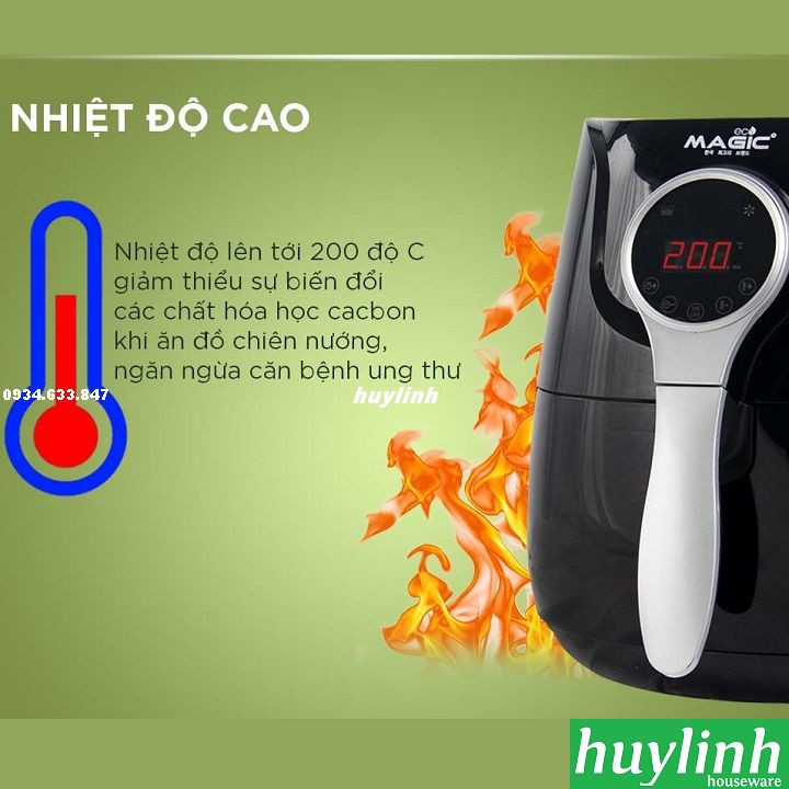 [Mã ELHAMS5 giảm 6% đơn 300K] Nồi chiên không dầu Thái Lan Magic ECO AC-100 - 5 lít - Điện Tử