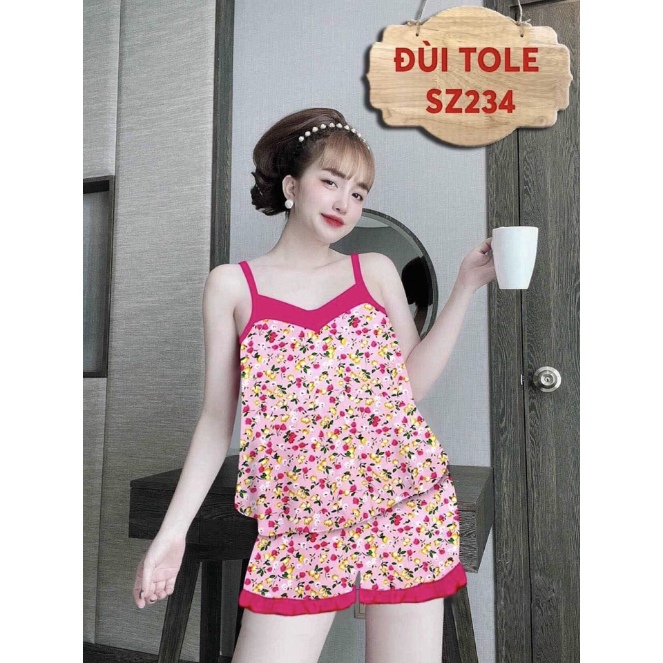 [48kg - 70kg] Đồ Bộ Mặc Nhà, Đồ Bộ Nữ Đùi Tole (Lanh) 2 Dây