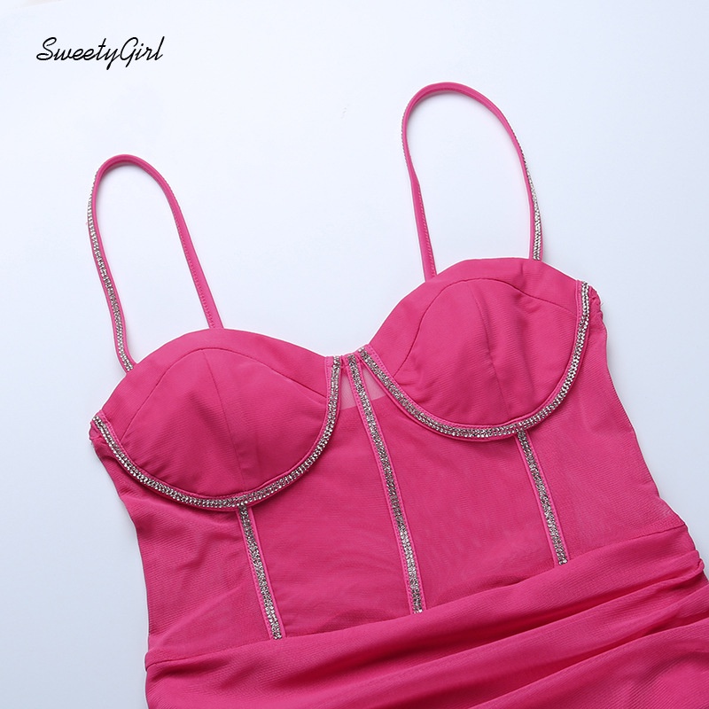 Đầm Hai Dây Đính Đá Màu Sắc Thời Trang Cho Nữ 2022