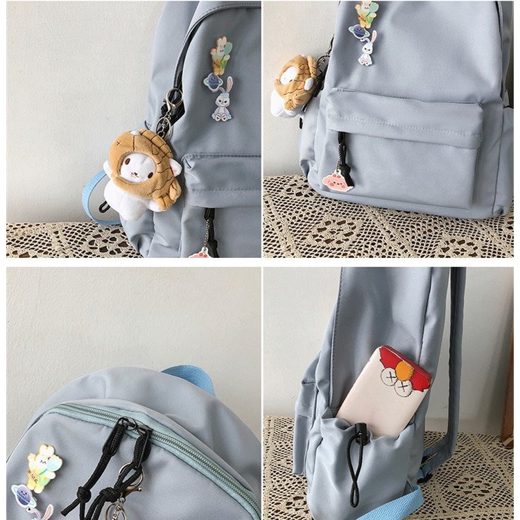 Ba Lô Đi Học Vải Canvas Màu Sắc Ngọt Ngào Phong Cách Hàn Quốc