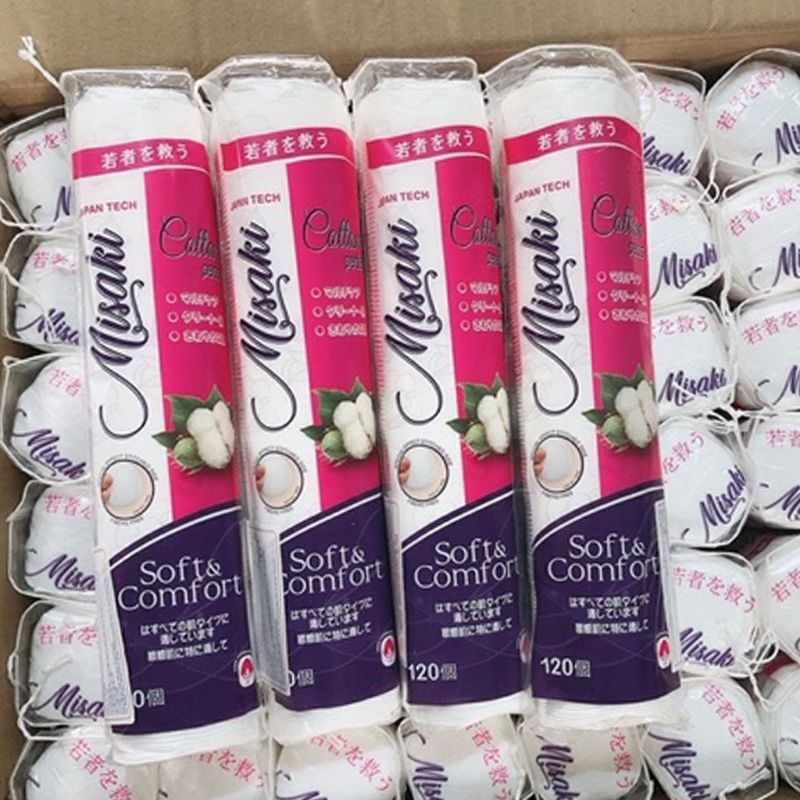 Bông tẩy trang cao cấp Misaki nhập khẩu nhật bản với thành phần 100 cotton tự nhiên
