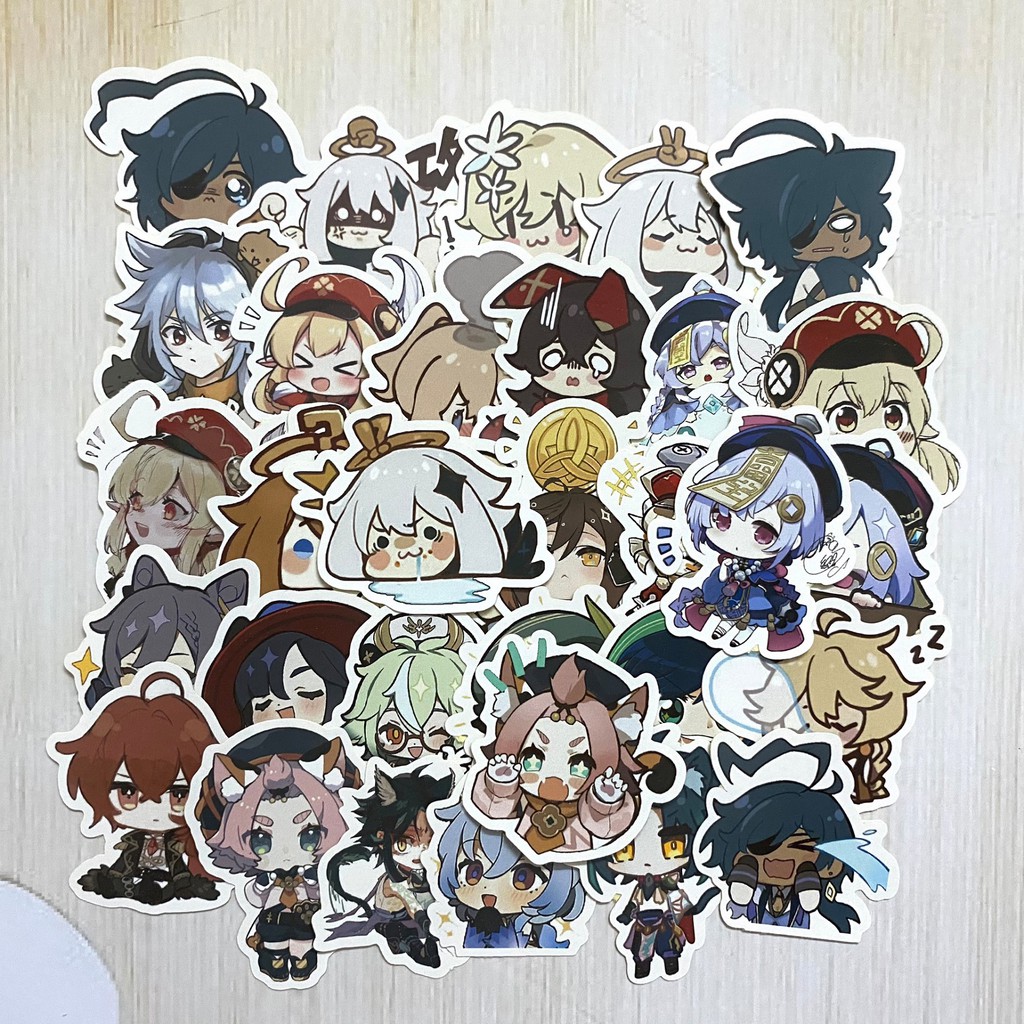 Bộ hình dán - sticker game Genshin Impact dán trang trí laptop, máy tính bỏ túi, vali, điện thoại, đàn ghita, hộp.