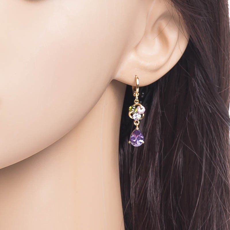 Khuyên Tai Đính Đá Hình Giọt Nước Phong Cách Cổ Điển Sang Trọng Dành Cho Nữ