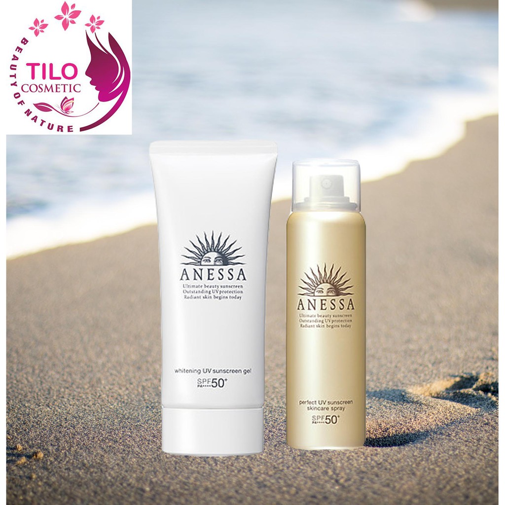 Bộ đôi Kem chống nắng dưỡng trắng Anessa Whitening UV Sunscreen Gel 90g + Anessa Perfect UV Sunscreen Skincare Spray 60g