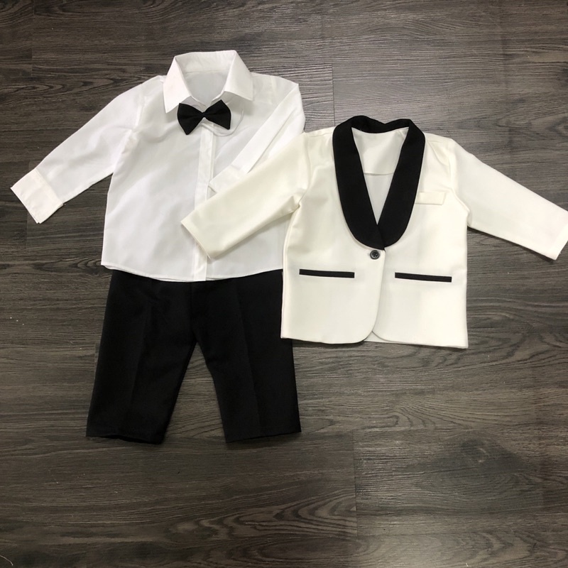 Sét Vest Viền Đen Siêu Ngầu Cho Bé Trai