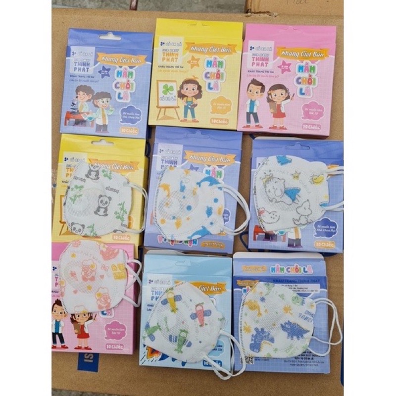 (Combo 10c) Khẩu trang 4D Mầm Chồi Lá Thịnh Phát cho bé 4 đến 8 tuổi