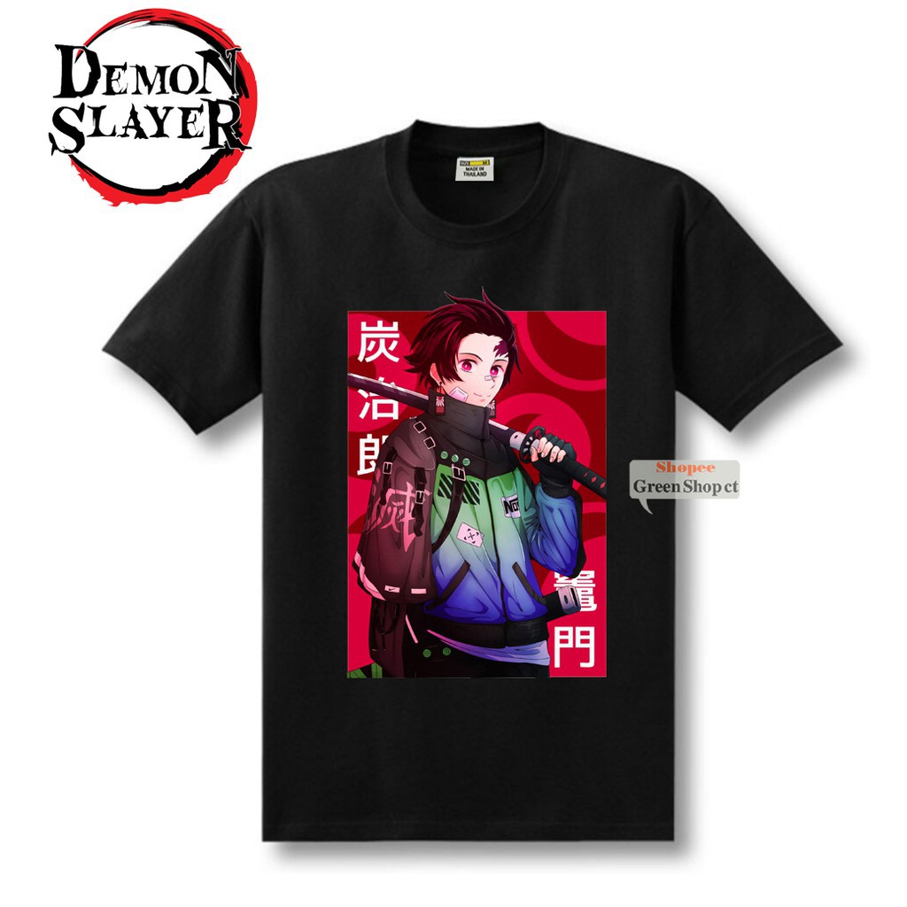 SIÊU HOT - Áo Thun Anime In Hình Kamado Tanjirou Phong Cách Đen Trắng Vải Thái S105 / có size trẻ em