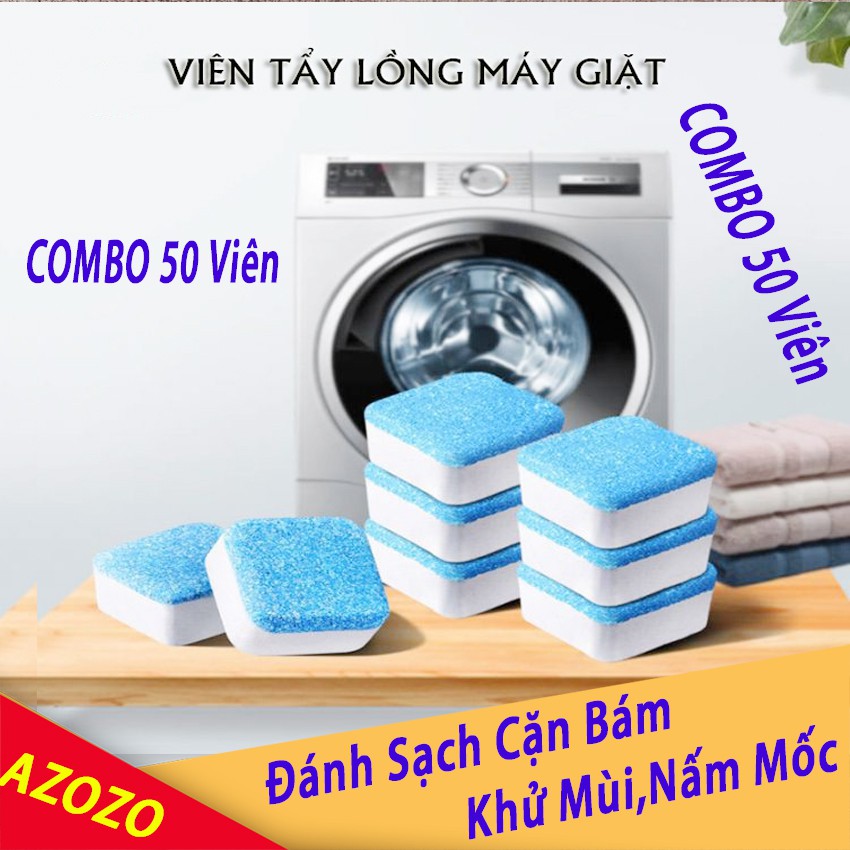 [ 50 Viên ] Viên Tẩy Vệ Sinh Lồng Máy Giặt - Bột Vệ Sinh Máy Giặt ,Lồng giặt Làm Sạch Máy Giặt, Diệt Khuẩn AZOZO