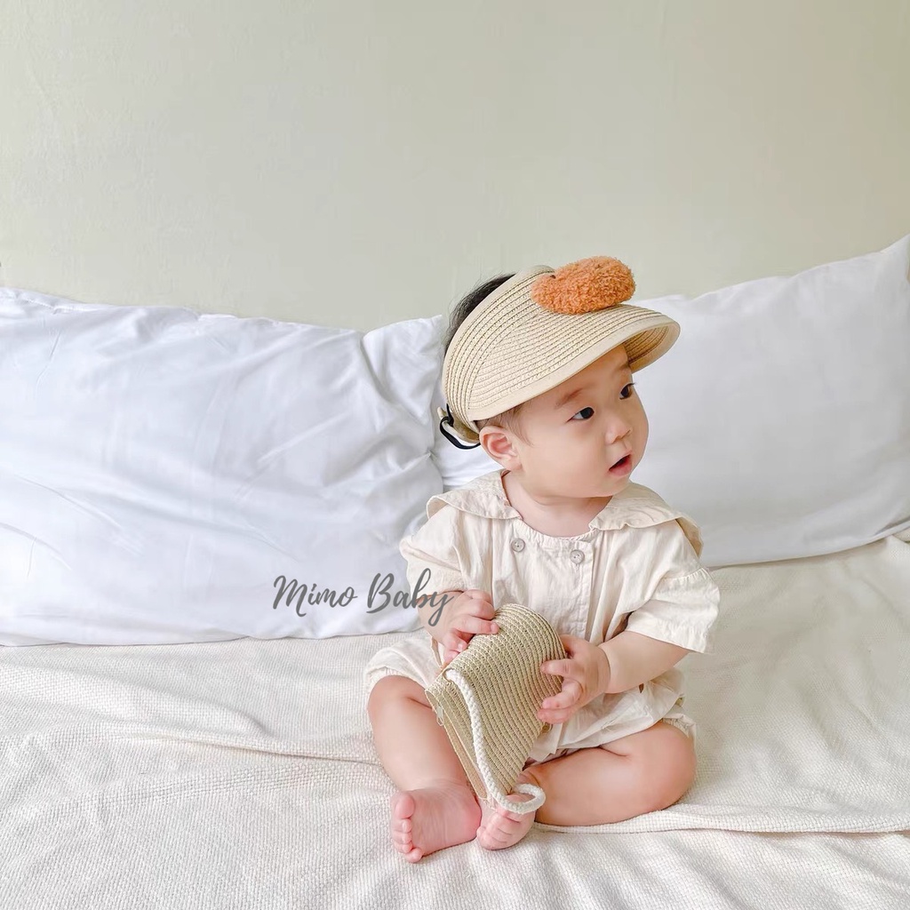 Túi cói đeo chéo đính gấu bông xù cực dễ thương cho bé TC10 Mimo Baby