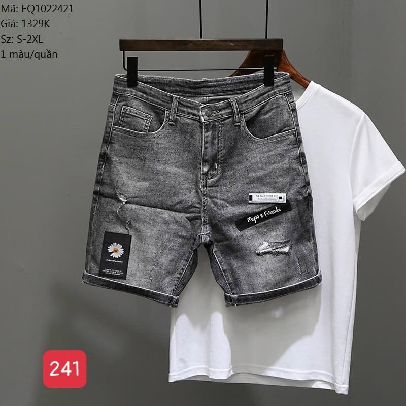 Quần short jean nam logo thêu màu đen chất bò - quần bò ngắn nam co giãn thời trang cao cấp Luty_shop90 ms226 | BigBuy360 - bigbuy360.vn