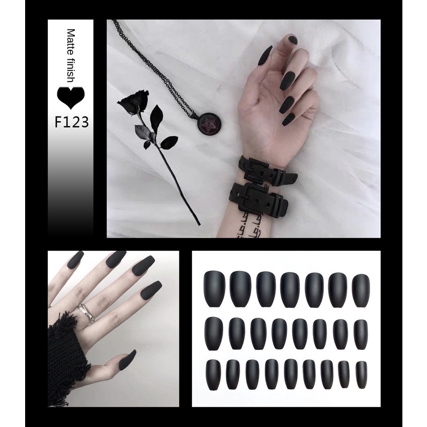 [Hàng mới về] Set 24 móng tay giả màu nhám phong cách Âu Mỹ thời trang