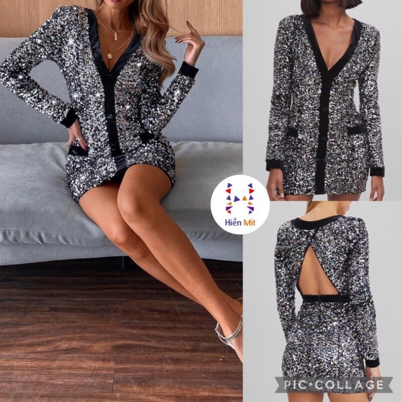 Bershka Đức - Đầm váy sale auth new tag cao cấp chính hãng kim sa trắng phối nhung body dáng form ôm có sẵn dự tiệc ngắn