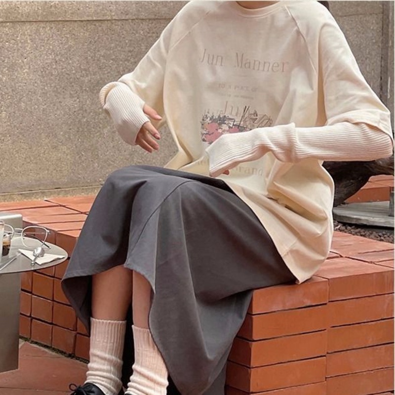 Áo Thun Màu Vàng In Hình Phong Cách Retro Hàn Quốc