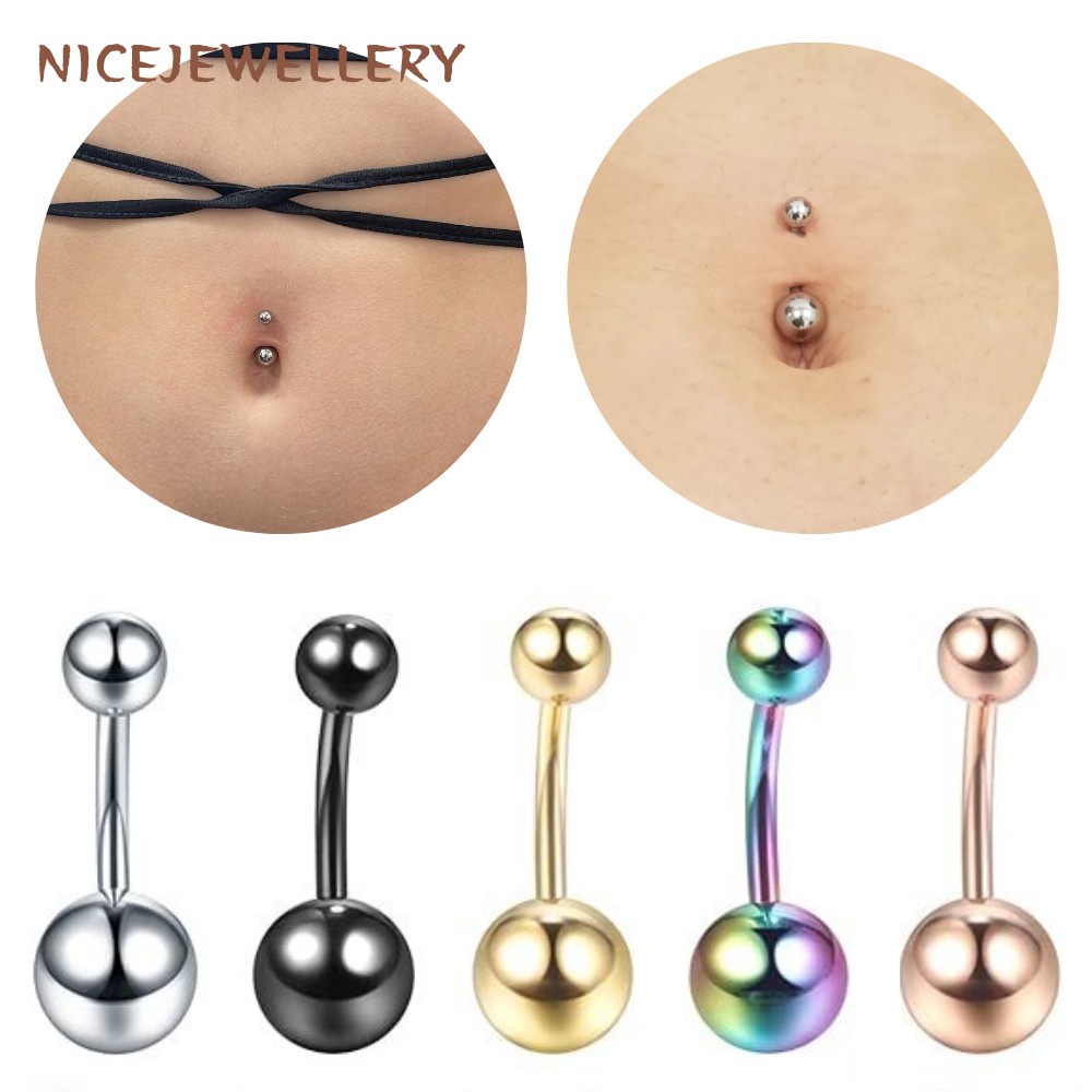 Khuyên Rốn Hình Tròn 1.6mm Bằng Thép Titan Dày Dặn Chống Dị Ứng 5 Màu Sắc