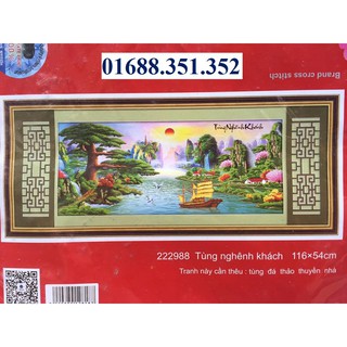 Tranh thêu Tùng nghênh khách 222988-116x54cm