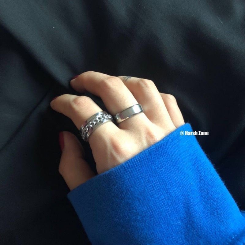 Nhẫn thép titan kiểu dây xích xoay được thời trang cho nam nữ 23777