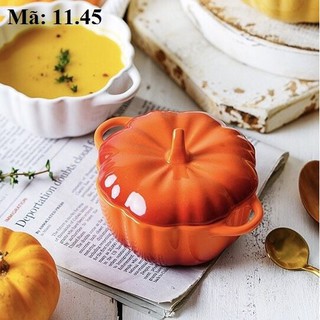 [VIDEO ẢNH THẬT] Bát đĩa sứ hình quả bí đỏ, bí ngô, đựng chè, đựng canh hầm ngộ nghĩnh 11.45.1