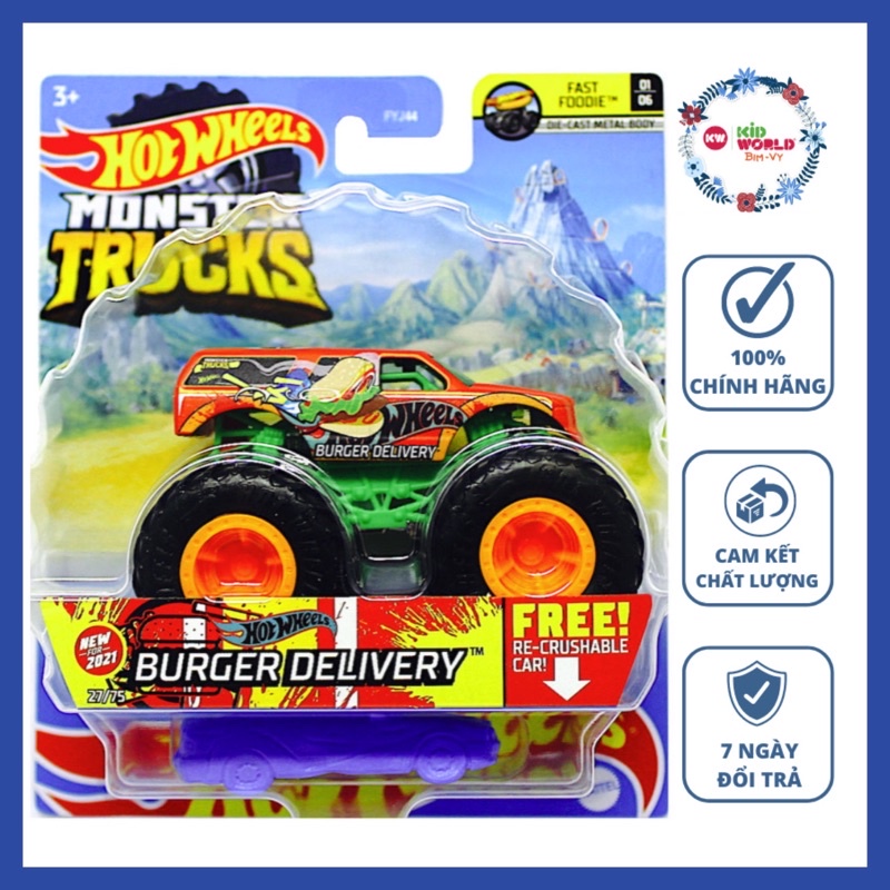 Xe mô hình Hot Wheels Monster Trucks Burger Delivery GTH77.