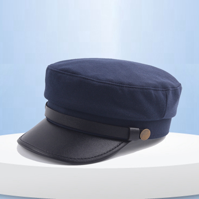 Mũ lưỡi trai da PU thời trang quân đội cho nam nữ