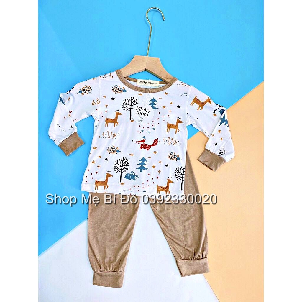 Bộ Dài Tay Thun Lạnh Siêu Mềm Mát Minky Mom In Họa Tiết  Động Vật Cho Bé