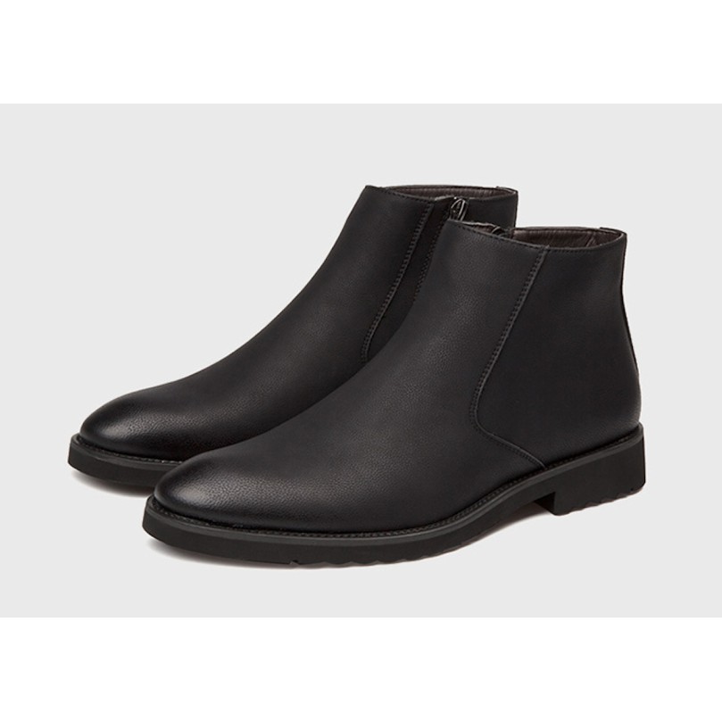 [giày bốt nam][giày tăng chiều cao] Giày Tây Boot nam cổ lửng Chelsea Boot zip (TCC 5cm) xa nhanh