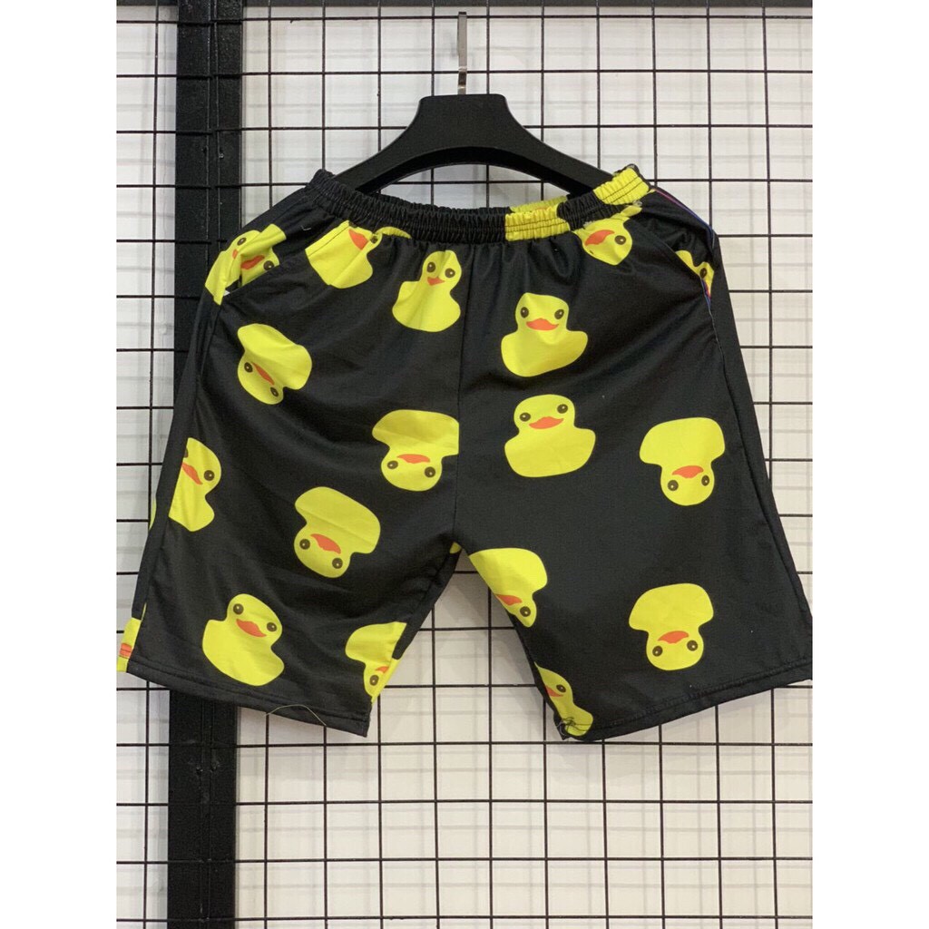 Q016 Quần đùi hoa có túi Sooc ống rộng hoạt hình unisex Short lửng ngắn in cartoon nam nữ đi ngủ chơi biển mặc đôi, nhóm