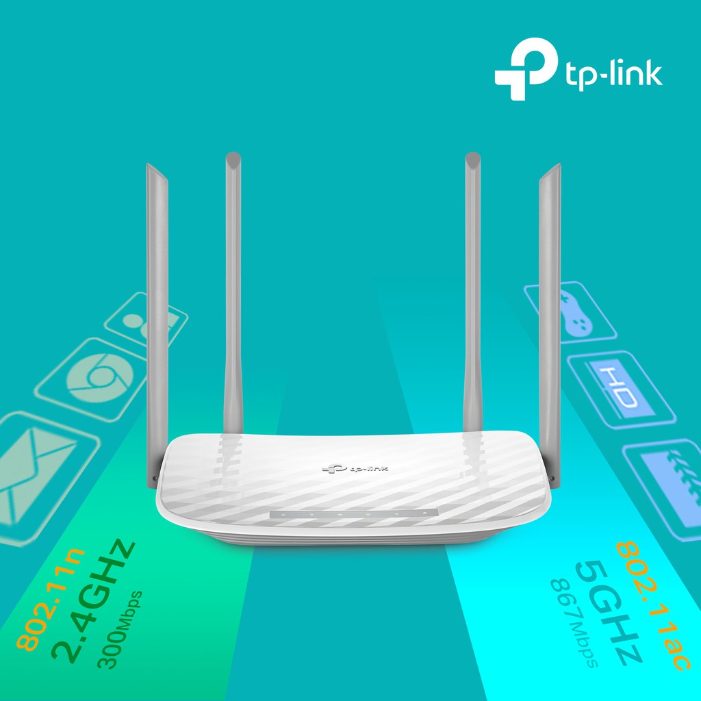 Bộ phát Wifi TP-Link Archer C50 Băng tần kép Chuẩn AC 1200Mbps mạnh mẽ cho vùng phủ sóng xa - Hàng Chính Hãng