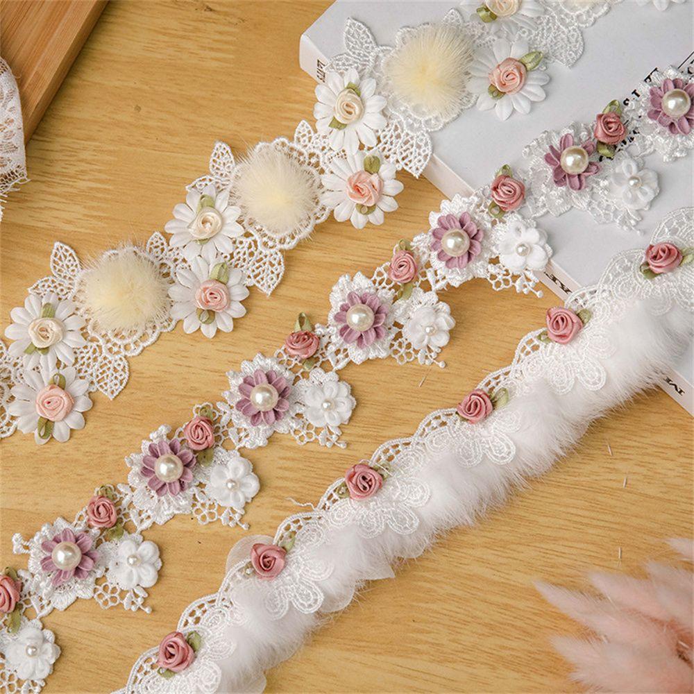 Dây Ruy Băng Ren Thêu Hoa Đính Hạt Nghệ Thuật