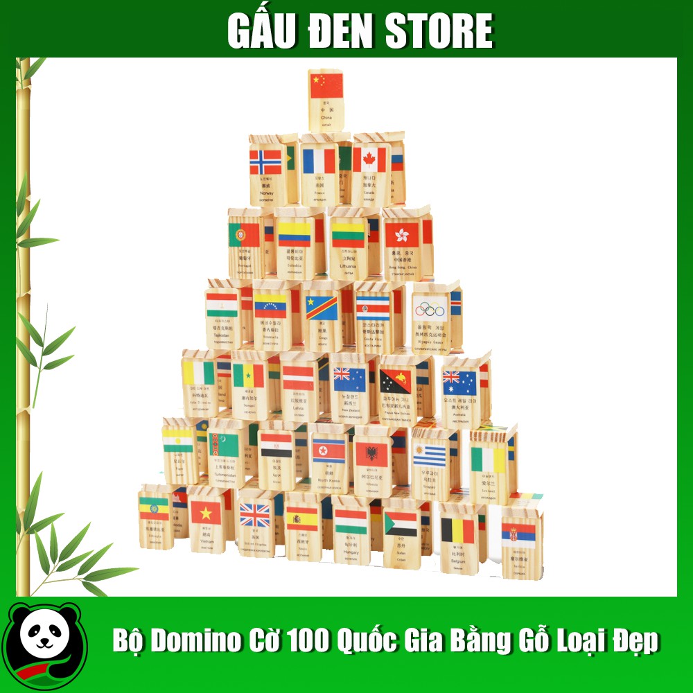 Bộ Đồ Chơi Domino Cờ 100 Quốc Gia Bằng Gỗ Cực Đẹp