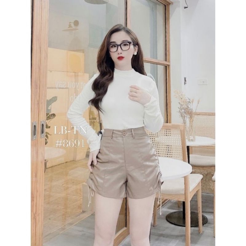 Quần sooc da dây rút cạnh hàng QC